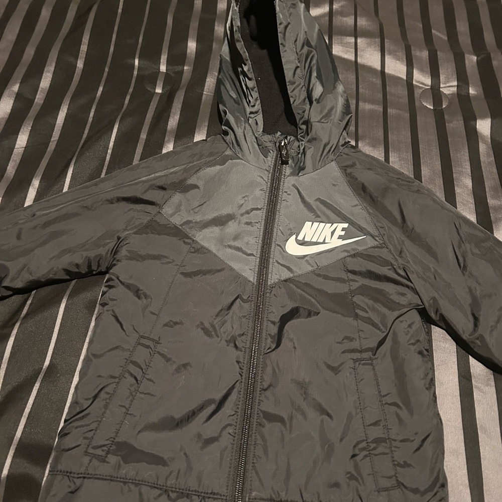 Nike Kids Gray and Black Raincoat